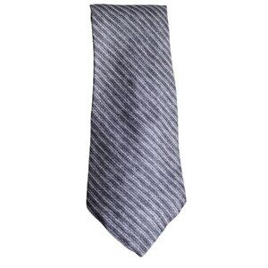 MOKA NEW YORK Men's Tie 100% Silk - White, Grey & Black Diagonal Stripes
